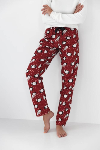 Piżama damska Honora Sensis - kremowy-czerwony