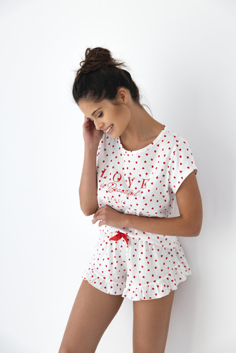 Piżama Damska Justine Sensis - czerwony-śmietankowy