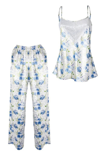 Piżama Damska Satynowa Flowers  DKaren - DK-KC 6 ecru