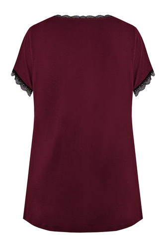 Margot Mix&Match Koszulka Piżamowa  Gładka Nipplex - burgund