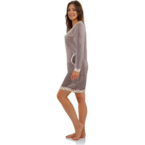 Koszula nocna Awa Long Sesto Senso beżowy kropki 