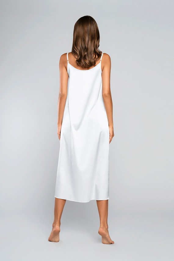 Koszula nocna wąskie ramiączko, długa Dotyk Italia Fashion -ecru