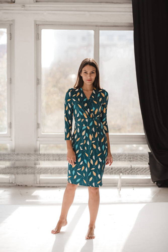 Sukienka ciążowa i do karmienia Grow with me Milk&Love turkus w listki