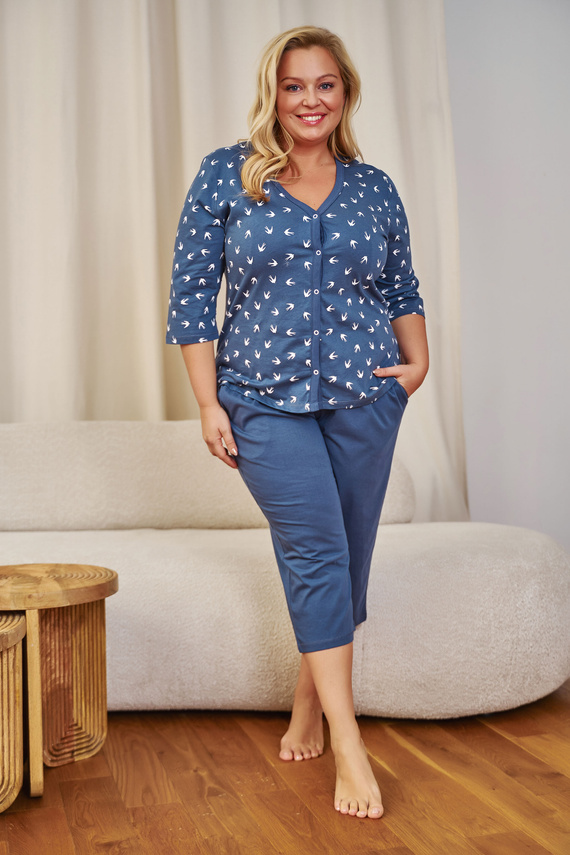 Piżama Damska Plus Size rozpinana 7265 Doctor Nap - deep blue