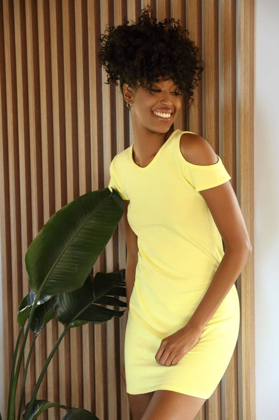 Sukienka bawełniana Esi DKaren - żółty