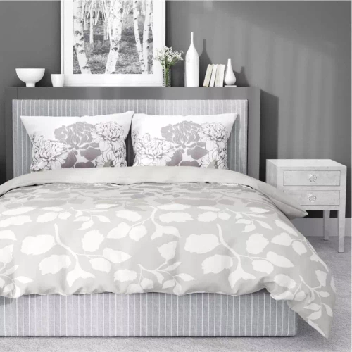 Pościel satynowa kwiaty 5090 B Home Satin Detexpol beżowy 