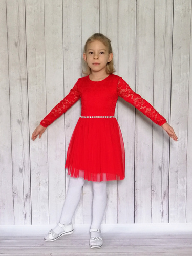 Sukienka dziewczęca długo rękaw Angel II Bambarillo czerwony