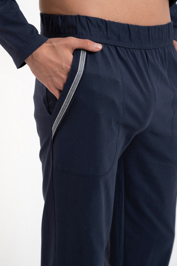 Piżama Męska długi rękaw, długie spodnie Zbyszek talian Fashion - granatowy