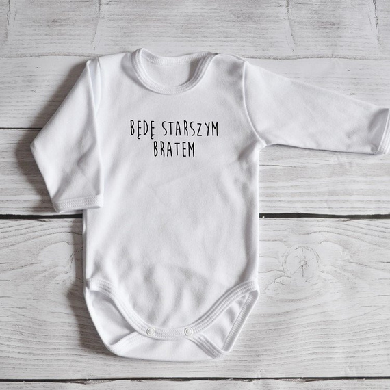 Body długi rękaw "Będę starszym bratem" Moocha czarne