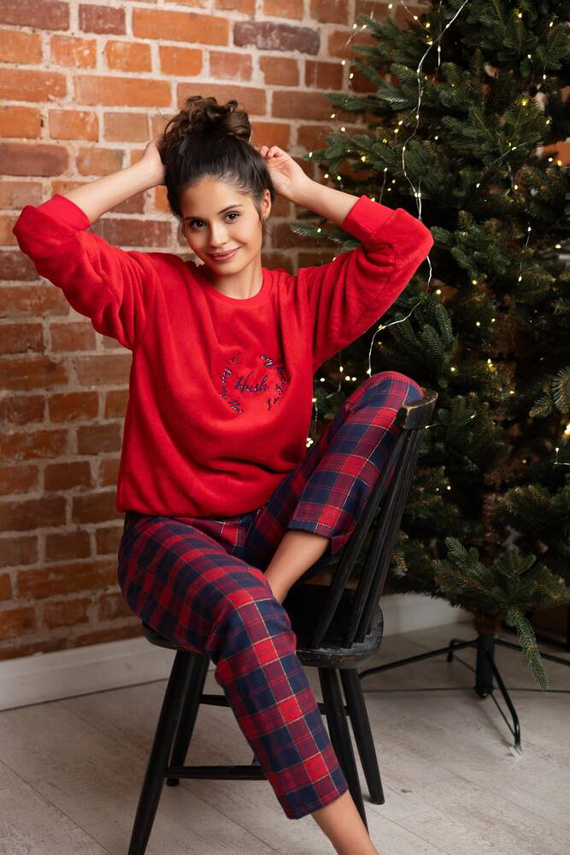 Piżama damska Cordelia Sensis -granatowy-czerwony