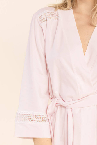 Szlafrok damski z koronką 48 Bonamera różowy