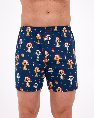 Cornette 016/21 Dogs 2 – męskie bokserki świąteczne, luźny krój, bawełna, idealne na prezent