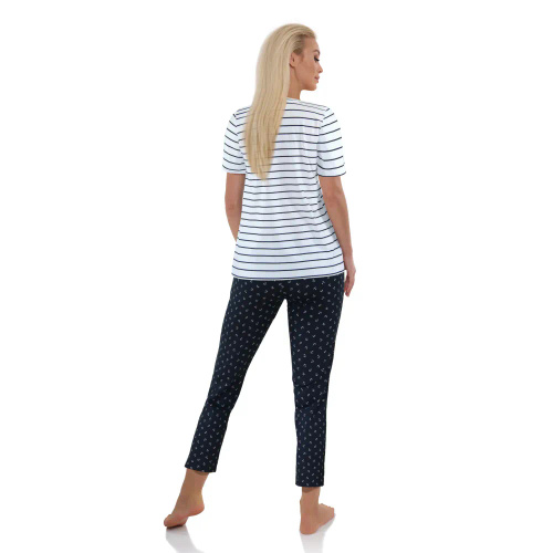 Piżama damska 2505/21 Sesto Senso paski/kotwiczki