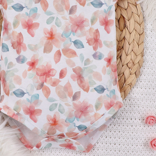 Body dla dziewczynki, krótki rękaw Kolorowe kwiatki Nini druk