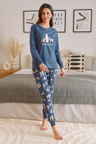 PM.4340 "Animals" Piżama Damska Doctor Nap - deep blue
