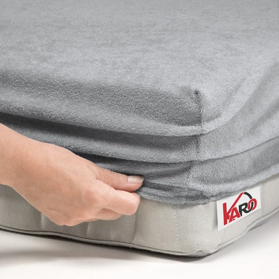 Prześcieradło frotte z gumką KARO - szary