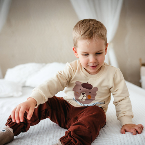 Beary Cool Eevi – Bluza niemowlęca jasny beż, bawełna, miś