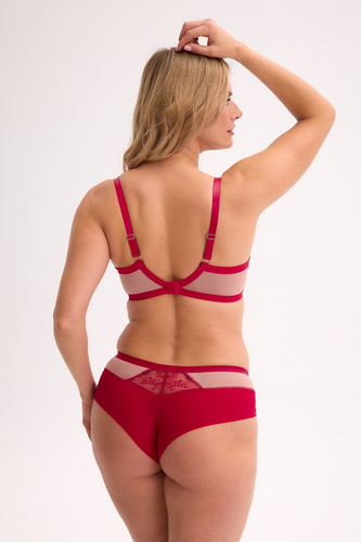 Gaia Frida GFB 1274 – czerwone figi brazyliany z koronki i siateczki, kobiecy fason