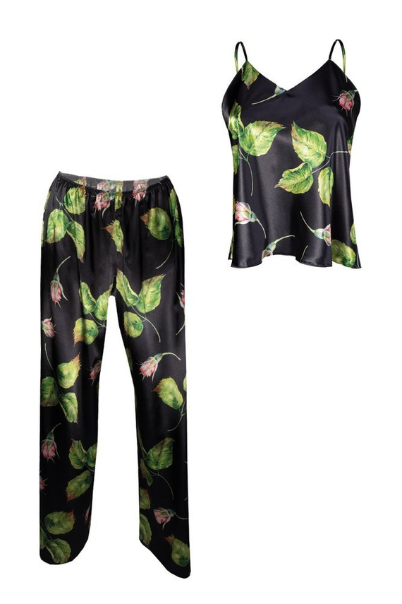 Piżama Damska Satynowa Flowers DKaren - DK-KI 1 granatowy