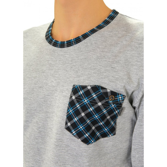 Bawełniana piżama męska z długim rękawem 04 Sesto Senso - turkusowy