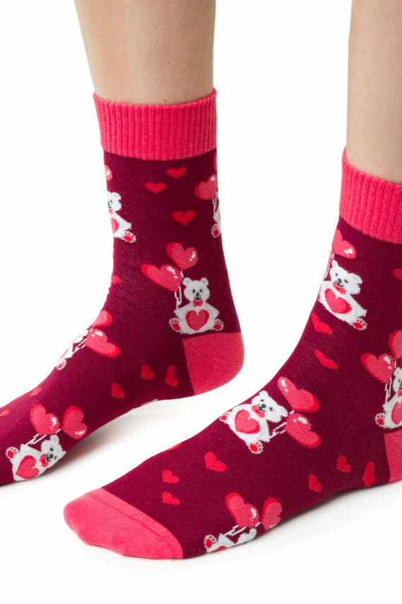 Art.136 Skarpety damskie Walentynkowe Steven - 122 bordowy