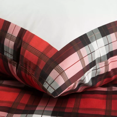 Pościel świąteczna kratka gwiazda betlejemska Bliss Eurofirany czerwony 