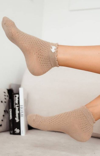 1115 Zakostki Damskie Ażur  Milena-beżowy