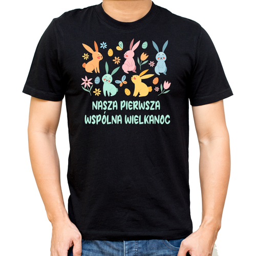 Koszulka męska "Nasza pierwsza wspólna Wielkanoc" Moocha czarny