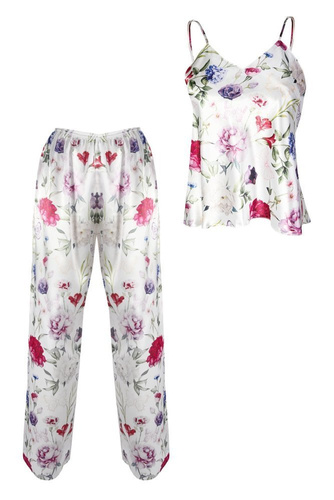 Piżama Damska Satynowa Flowers  DKaren - DK-KI 1 granatowy