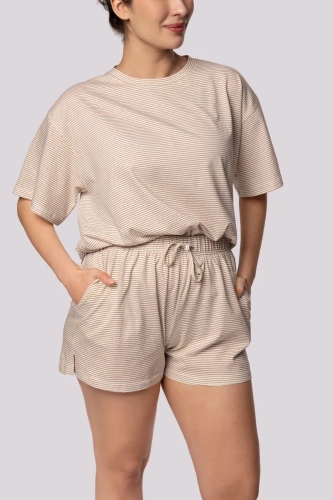 Piżama damska Stripe shortsleeve Mona ecru