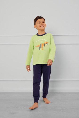Piżama dla chłopca Rex Italian Fashion - limonka/granatowy