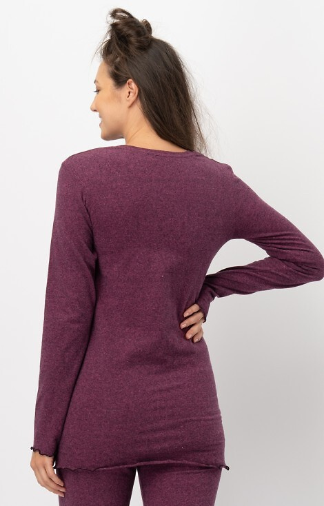 Key Hot Touch LVD 729 fuksja – ciepła koszulka damska bawełniana z falbanką