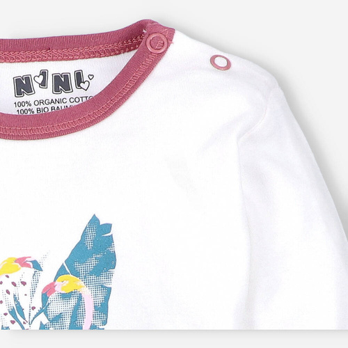 Body dla dziewczynki z bawełny organicznej Flamings Nini ecru