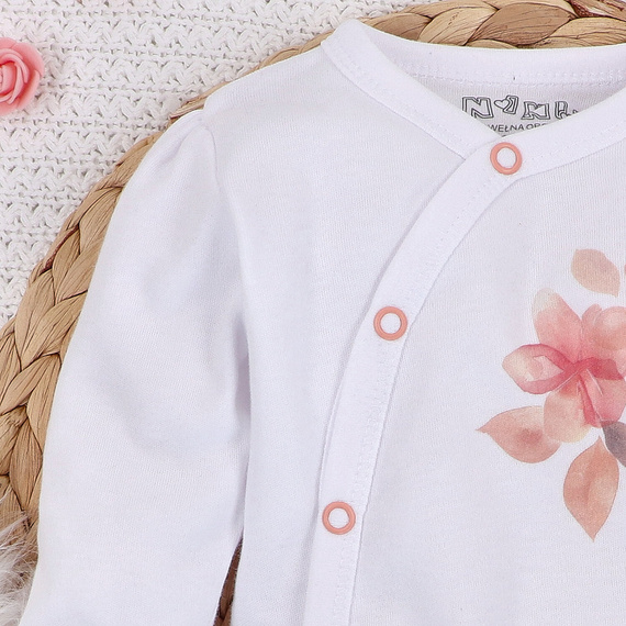 Body kopertowe dla dziewczynki Kolorowe Kwiatki Nini biały