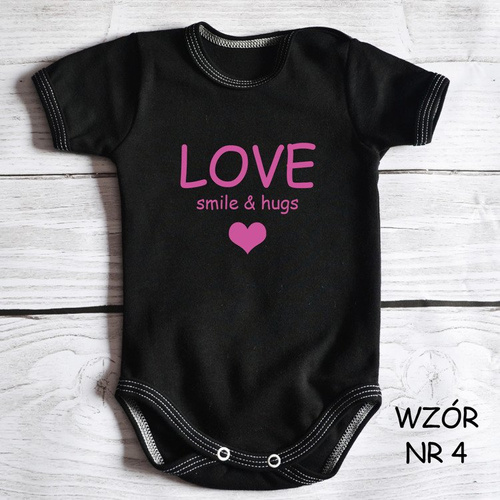Body krótki rękaw "Love smile & hugs " Moocha biało-różowe