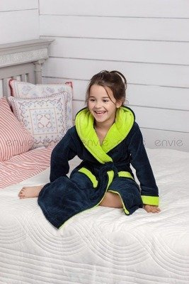 Szlafrok dziecięcy Kids Delfino - navy/lime