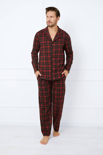 Piżama Męska długi rękaw, długie spodnie Nicolas talian Fashion - druk 