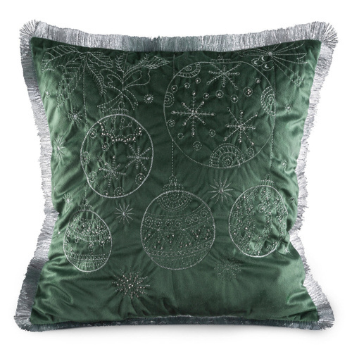 Poszewka świąteczna bombki Chp 115 Eurofirany zielony/srebrny