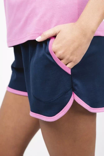 Piżama Damska krótki rękaw, spodenki Ontega Italian Fashion - amarantowy/granatowy