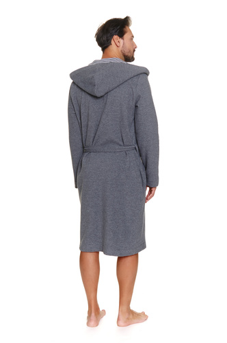 Doctor Nap 7230 – męski szlafrok z kapturem i kontrastowymi lamówkami