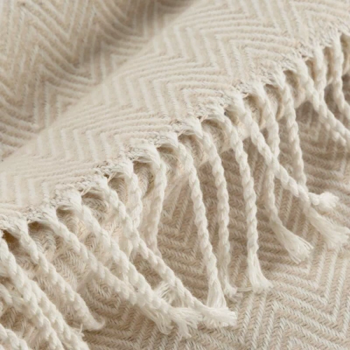 Koc narzuta z frędzlami Pled 7 Eurofirany beżowy