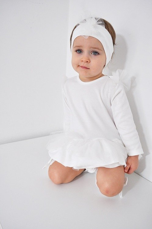 551219107 Sukienko-body długi rękaw "Prima balerina" Oscar Kids - ecru