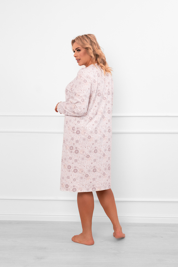 Damska koszula nocna Satui – 100% bawełna, długi rękaw, motyw kwiatowy Italian Fashion