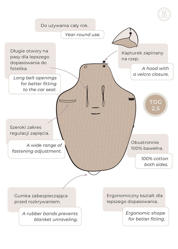 Stardust Kocyk do fotelika cotton Makaszka