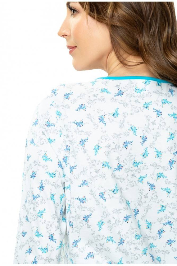 Piżama damska 86566 Anna rozpinana Mewa - biały-turkus