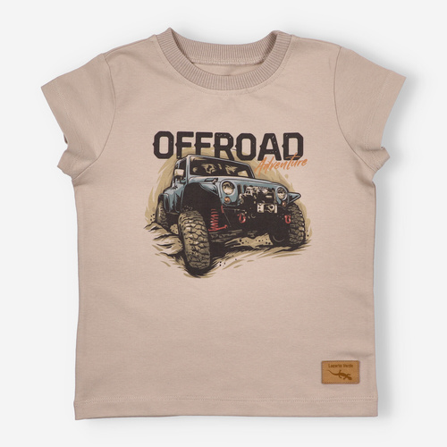 T-shirt dla chłopca KAR-2003/BEZ Lagarto Verde beżowy