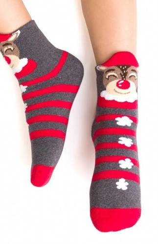 Art.096 Skarpety Świąteczne dziecięce Steven 038 szary melanż