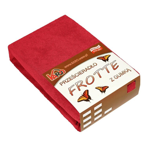 Prześcieradło frotte z gumką KARO - czerwony 