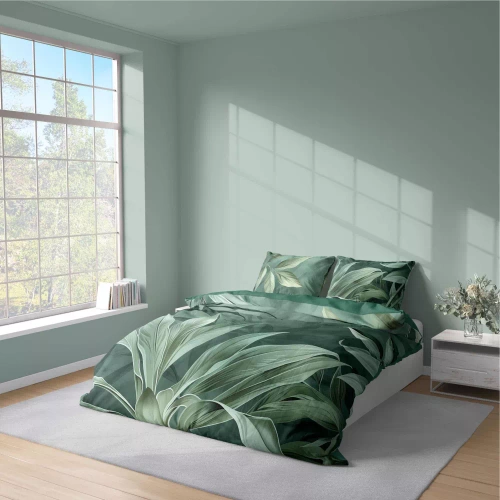 Pościel z mikrofibry 5310 A liście Detexpol zielony