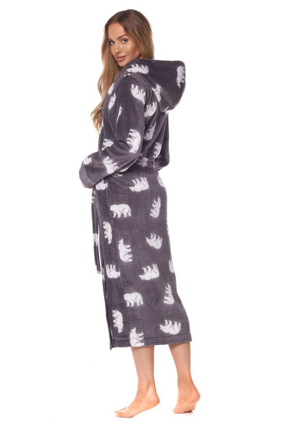 Długi Szlafrok Damski 2126 Winter L&L - grafit